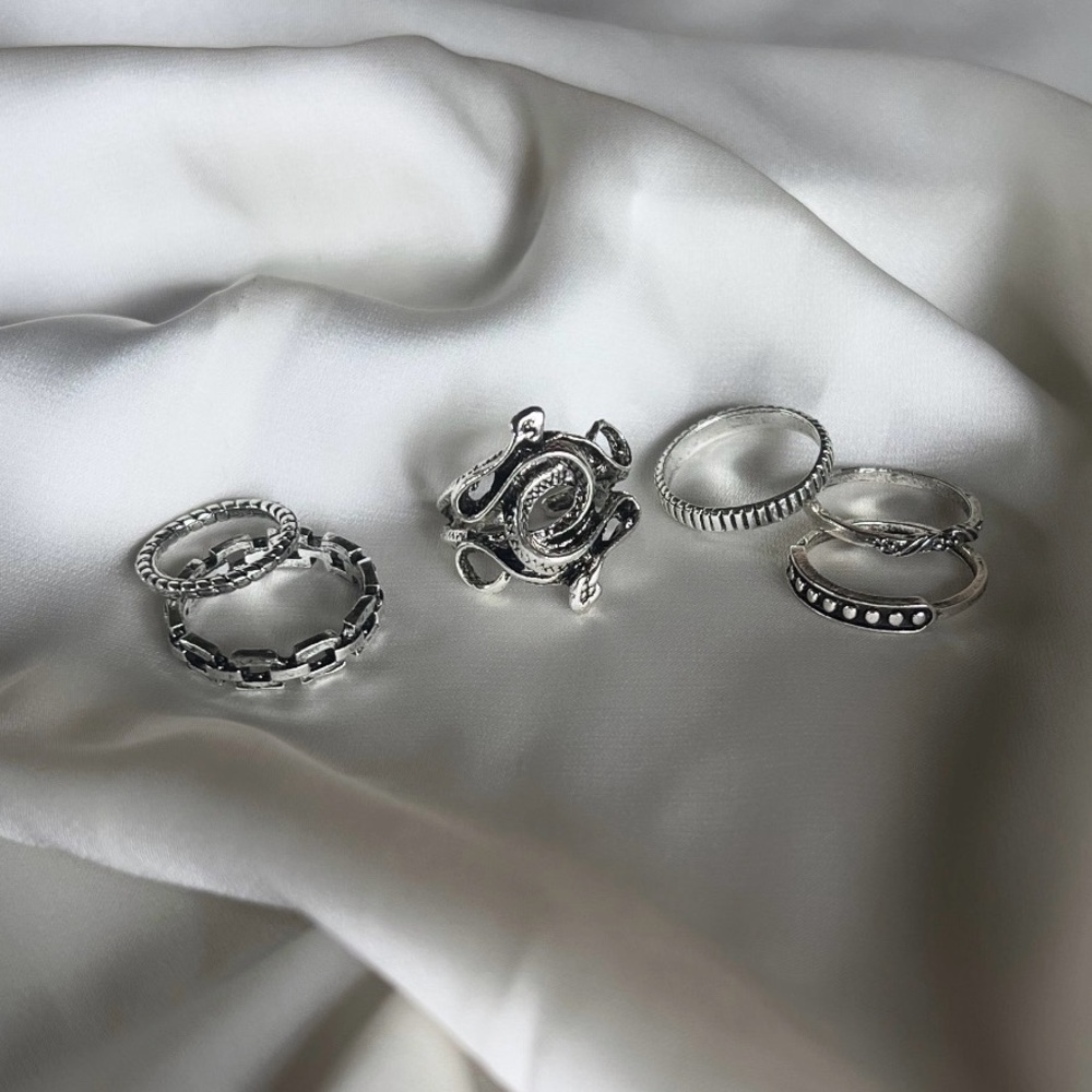 6PC SILVER RING SET - Picture 2 of 2
